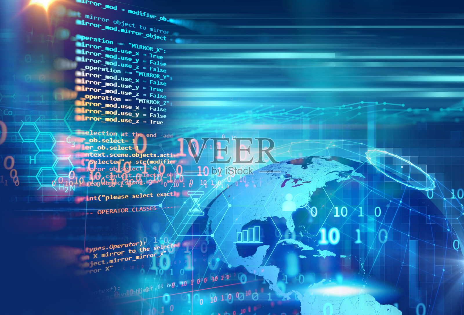 編程代碼抽象技術背景下的軟件開發人員和計算機腳本照片攝影